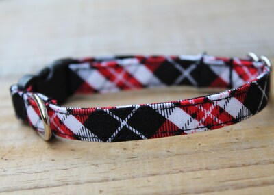 Teeny Tiny Teacup Puppy Collar, Black Plaid in 4.5 to 6.5" or 6 to 8" for Very Small Puppies XXXS XXS - image2